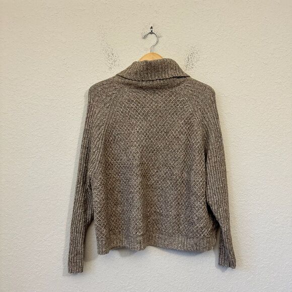 PERUVIAN CONNECTION Baby Alpaca Knit Cowl Neck Sweater Brown Argyle - Picture 4 of 7